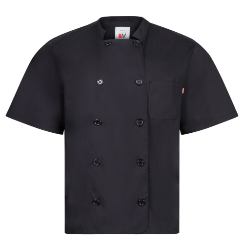 Jaleca Popeline Manga Curta Preta C/Botões E Bolso Tam.-Xl  