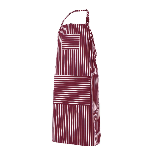 Avental C/Peito Grená Riscas Brancas 2 Bolsos 74,5X96,5Cm Tu