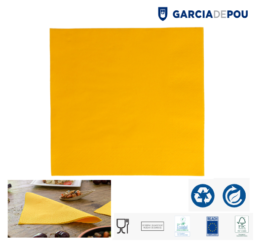 Guardanapos Ecolabel 2 Folhas Amarelo Sol 39X39Cm 100 Unid  