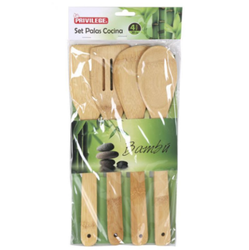 Conjunto De 4 Colheres De Bambu 30Cm Previlege              