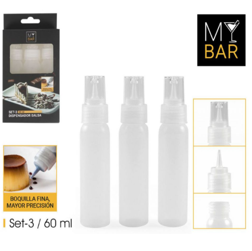 Conjunto De 3 Dispensadores De Molho 60Ml Mybar             