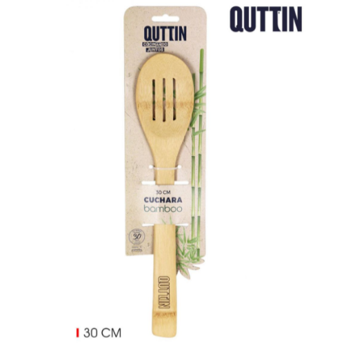 Colher Com Rasgos Em Bambu 30Cm Quttin                      
