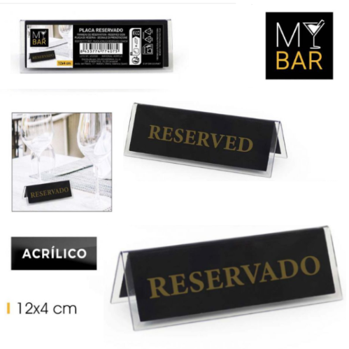 Placa Acrilica Reservado 12X4Cm Mybar                       
