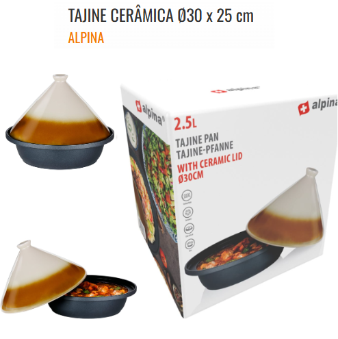 Tajine Ceramica Ø30X25Cm Para Todo O Calor Alpina           