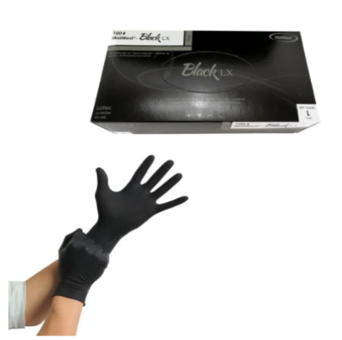 100 Luvas De Latex S/Po Talco Black Grip Preto Medida L     