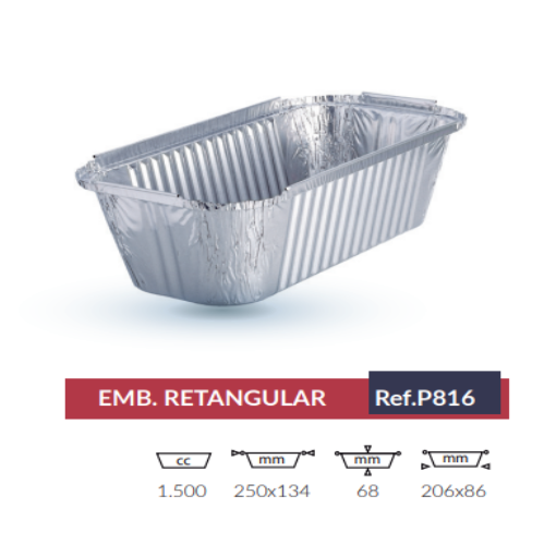 Embalagem Aluminio 1500Cc P816  250X86X68Mm Pack 100 Unid   