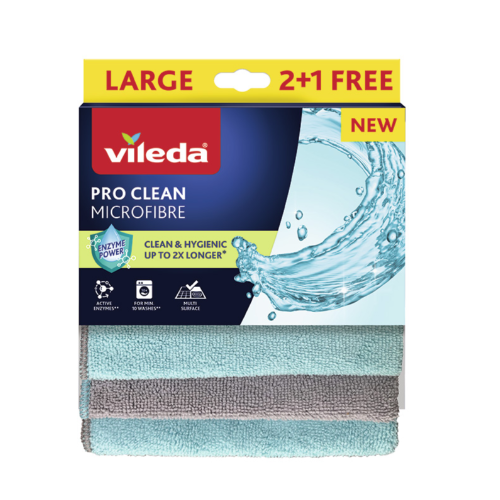 Pano Pro Clean Microfibre 2+1  34X30Cm C/Enzimas Vileda     
