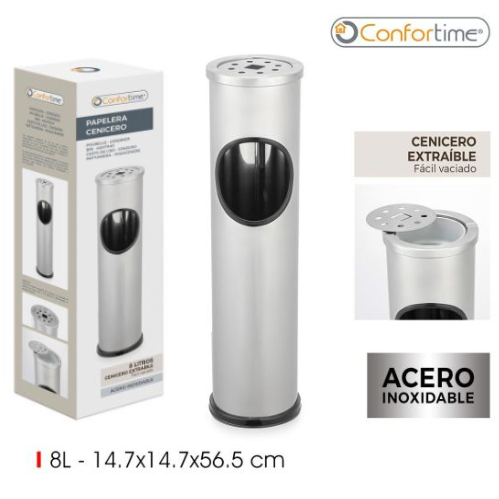 Cinzeiro - Papeleira 8Lts Inox 56,5X14,7Cm Confortime       