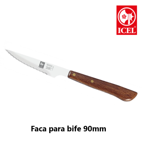 Faca Para Bife 90Mm Cabo Madeira Icel                       