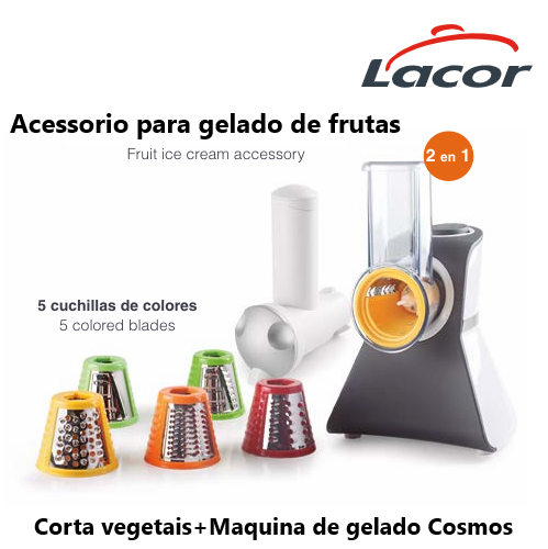 Corta Vegetais+Maquina De Gelado Frutas 150W Cosmos Lacor   