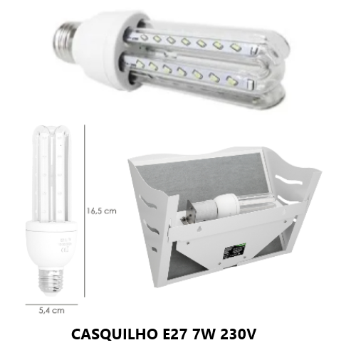 Lampada Uva Led 15Wl 3 Casquilho E27 7We 100-240V           