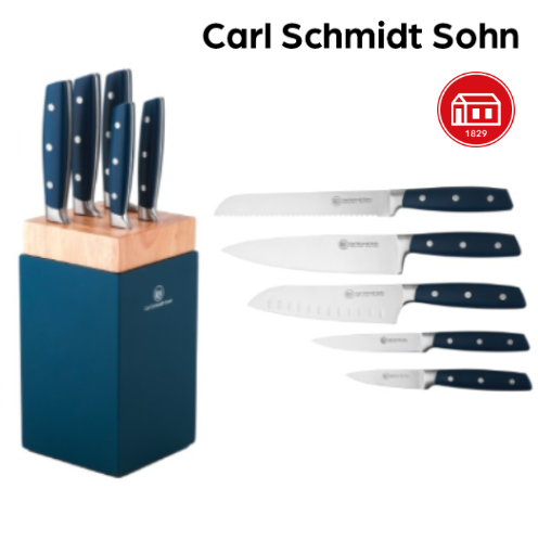 Conjunto De Bloco E 5 Facas Kamen (Azul Petróleo) Cs        