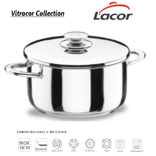 Caçarola Alta C/Tampa 40X24,5Cm 30,8 Lts Vitrocor Inox Lacor