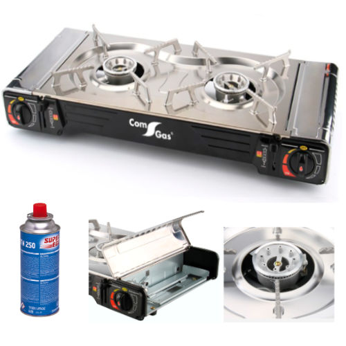 Fogão Gás Compacto 2 Queimadores 2Kw 630X278X93Mm           