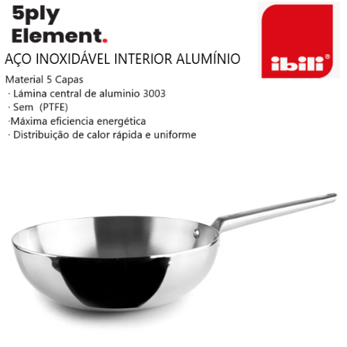 Wok Inox 5Ply  Todo Calor 28X8,7Cm Ibili                    