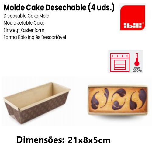 Forma De Papel Forno Descartavél 200ºc 21X8X5Cm 4Unid. Ibili