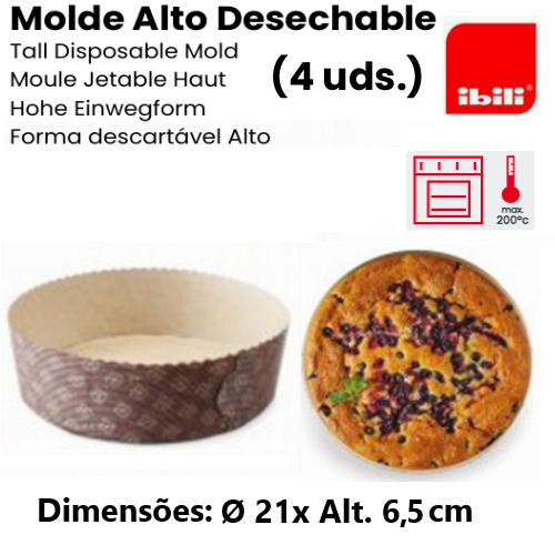 Forma De Papel Forno Alto 200ºc Ø21X6,5Cm 4Und. Ibili       