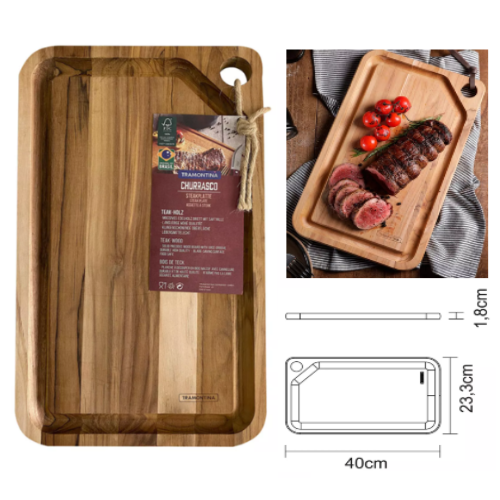 Tábua De Servir Madeira Teka 40X23,3X1,8Cm Tramontina       