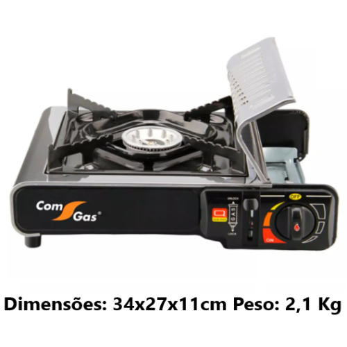 Fogão Portatil  A Gas Compacto 2200W 34X27X11Cm Com-Gas     