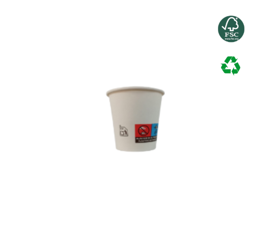 Copos De Cartão Branco Café Ø 5,6X5,6Cm Altura 85Ml 50 Unid.