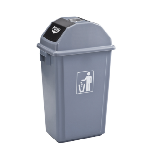 Balde Lixo C/ Cinzeiro Pp Cinza / Preto 58L 33X47X76Cm      
