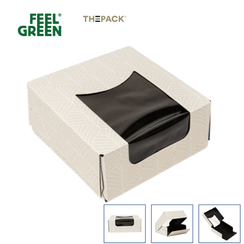 Caixa Sushi C/Janela Kintsu 10X10X4Cm Branca Int.Preto 50Und