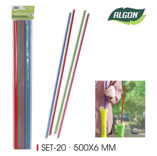 Palhinha Gigante Papel Conj. 20 Unid. Cores 500X6Mm Algon   