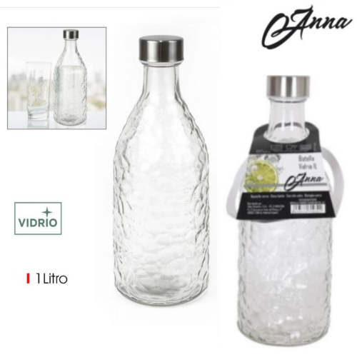 Garrafa Vidro 1Lt Tampa/Metal  Anna                         