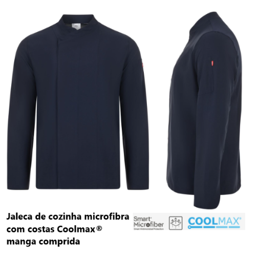 Jaleca Cozinha Microfibra Ml Azul Navy Tamanho-Xs           