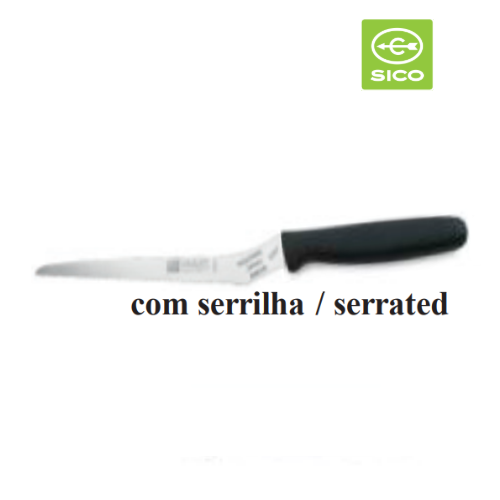 Faca Multiusos 16Cm C/Serrilha Cb Preto / Ergoline Sico     