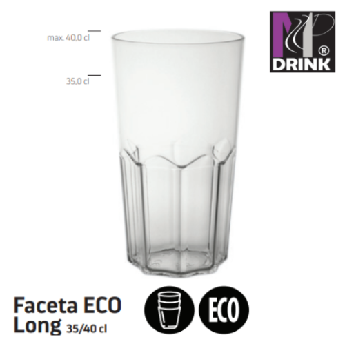 Copo_Faceta_Eco_Long (35/40Cl) Policarb. Alt.140 Lg 74Mm    