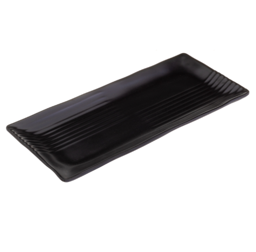 Travessa Rectangular Melamina Preta 30X13X2Cm               