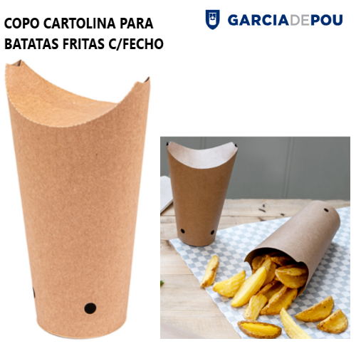 Copo Cartolina Castanha P/Batata Frita 660Ml 8,5X18Cm 50 Und