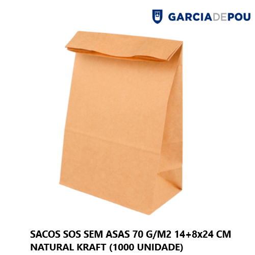 Sacos Sos Sem Asas 14+8X24Cm Natural Kraft 1000 Unid        
