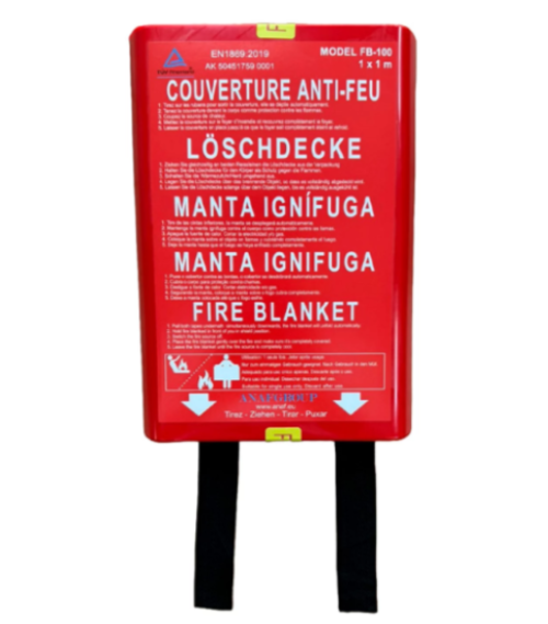 Manta Ignífuga Fb-100, Em Caixa Rigida, 5 Idiomas 100X100Cm 