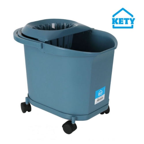 Balde 16L C/Rodas Asa E Escorredor 40X30X35Cm Azul Kety     