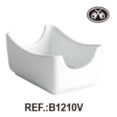 Açucareiro Porcelana Branca Sobres 7X10,5X5,5Cm  Ming       