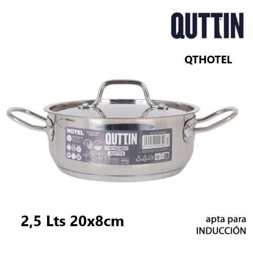 Caçarola Inox P/Todo O Calor C/Tampa 20X8Cm 2,5Lts Qthotel  