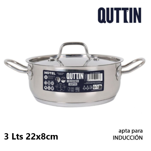 Caçarola Inox P/Todo O Calor C/Tampa 22X8Cm 3Lts Qthotel    