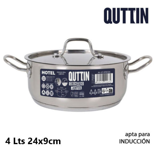 Caçarola Inox P/Todo O Calor C/Tampa 24X9Cm 4Lts Qthotel    