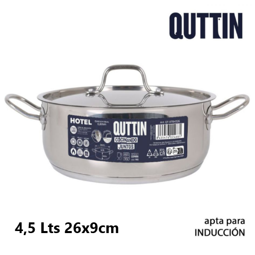 Caçarola Inox P/Todo O Calor C/Tampa 26X9Cm 4,5Lts Qthotel  