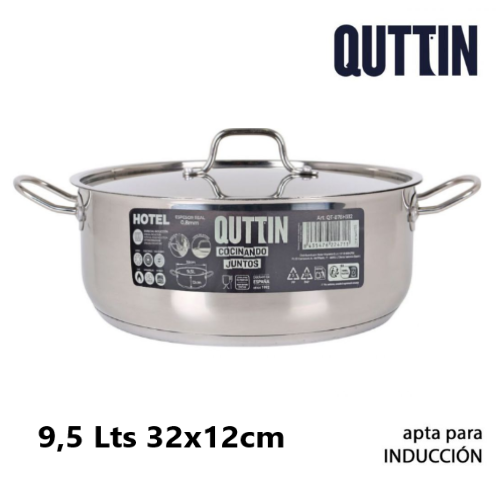 Caçarola Inox P/Todo O Calor C/Tampa 32X12Cm 9,5Lts Qthotel 