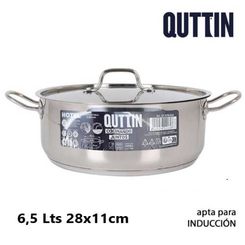 Caçarola Inox P/Todo O Calor C/Tampa 28X11Cm 6,5Lts Qthotel 