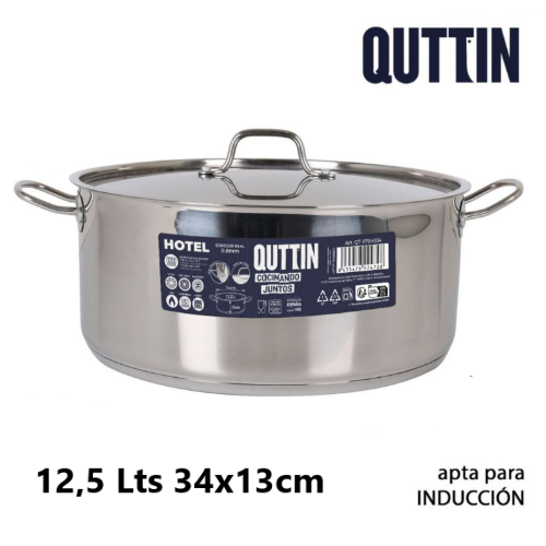 Caçarola Inox P/Todo O Calor C/Tampa 34X13Cm 9,5Lts Qthotel 
