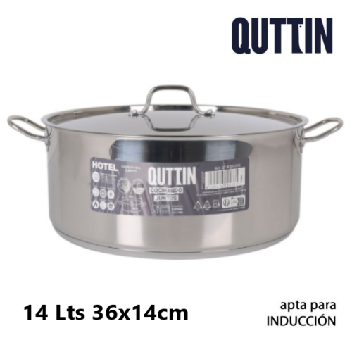 Caçarola Inox P/Todo O Calor C/Tampa 36X14Cm 14Lts Qthotel  