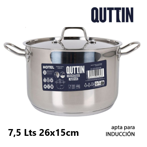 Panela Inox P/Todo O Calor C/Tampa 26X15Cm 7,5Lts Qthotel   