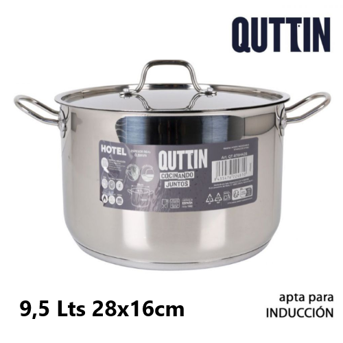 Panela Inox P/Todo O Calor C/Tampa 28X16Cm 9,5Lts Qthotel   