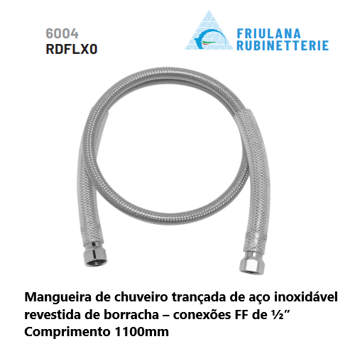 Mangueira De Chuveiro Inox Revestida A Borracha 1/2 1100Mm  