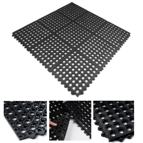 Tapete Anel De Borracha Modelar 90X90X1,4Cm Preto           