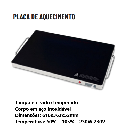 Placa De Aquecimeto Vitro 610X363X52Mm 60-105ºc 230W        